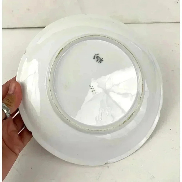 Antique Hand Painted PSL Imperial Alma Pink Rose Dessert Plate 1838 Gold Trim 8" - Picture 7 of 7